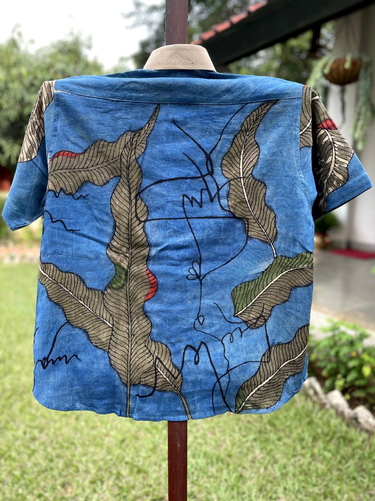 Blue Daydream Handpainted Hand-Spun Linen Shirt Image