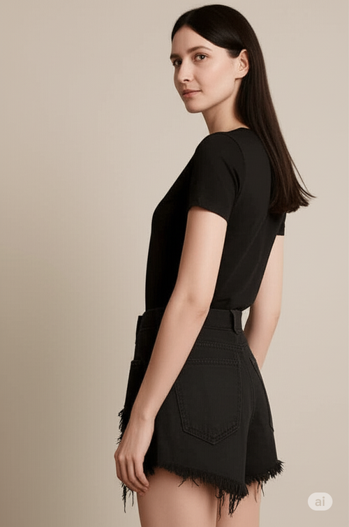 Black Denim Shorts Image