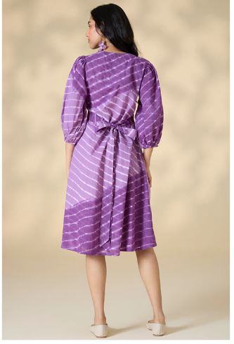 Hawaiian Dreams Purple Tie Dye Cotton Wrap Dress For Women Image